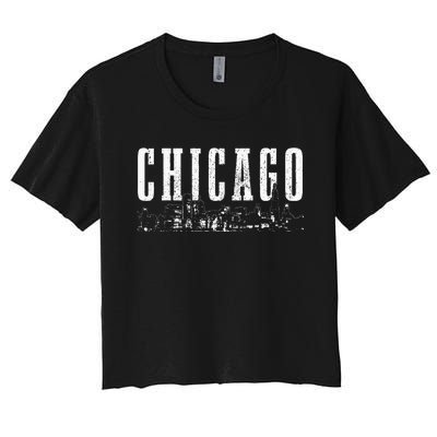 Chicago Skyline Illinois Vintage Chicago Pride Women's Crop Top Tee