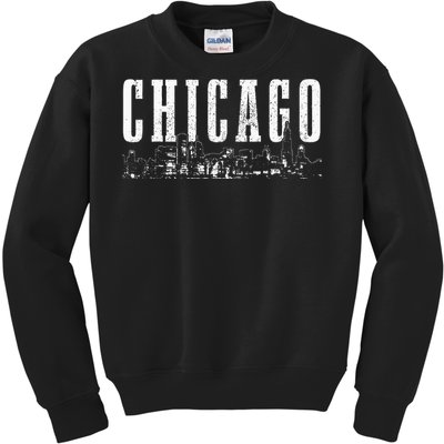 Chicago Skyline Illinois Vintage Chicago Pride Kids Sweatshirt