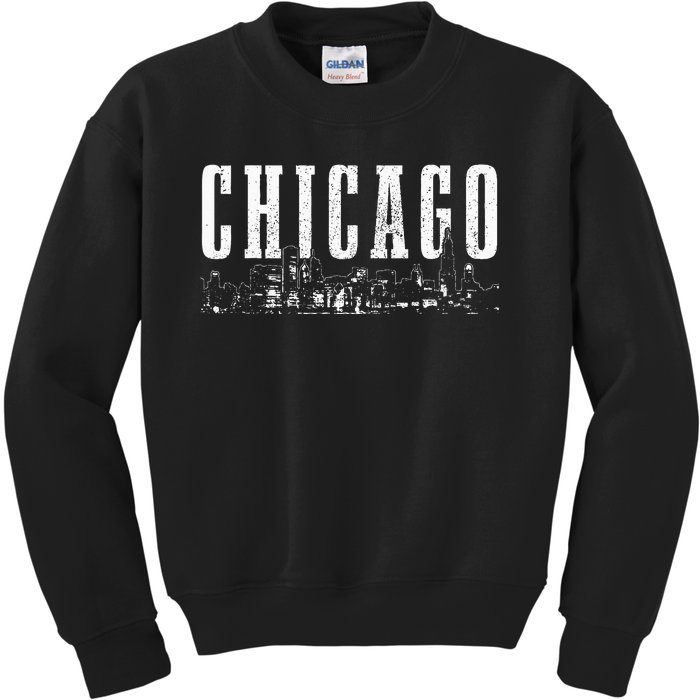 Chicago Skyline Illinois Vintage Chicago Pride Kids Sweatshirt