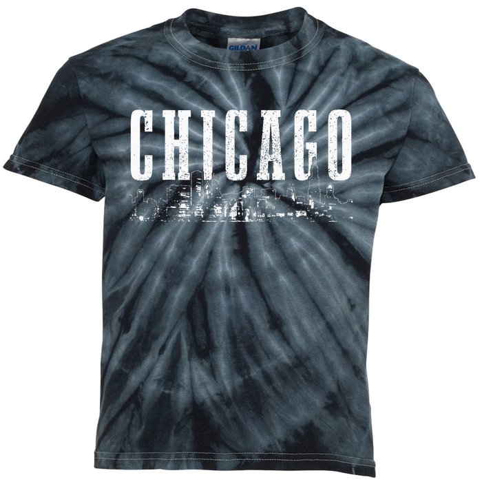 Chicago Skyline Illinois Vintage Chicago Pride Kids Tie-Dye T-Shirt