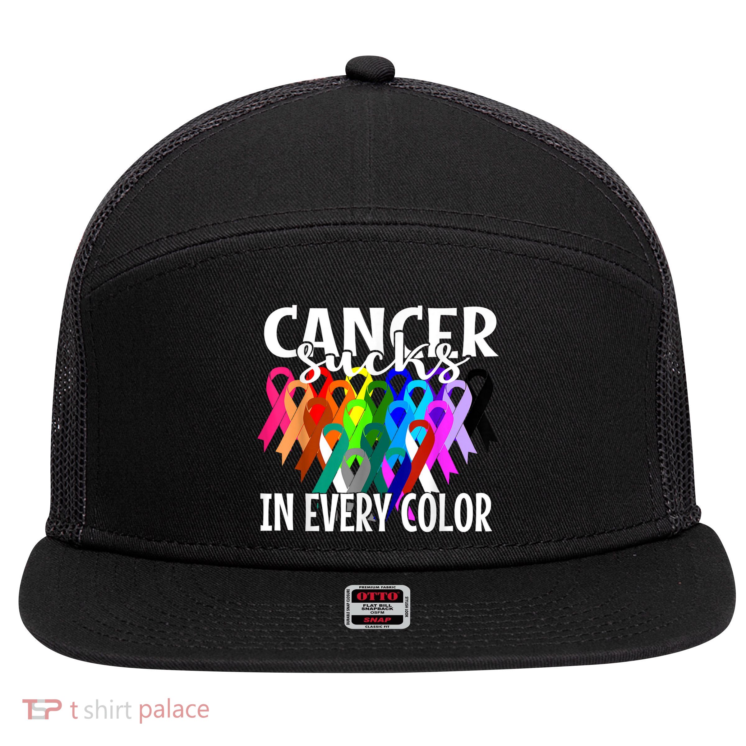 Cancer Sucks In Every Color Fighter Fight The Cancer 7 Panel Mesh Trucker Snapback Hat