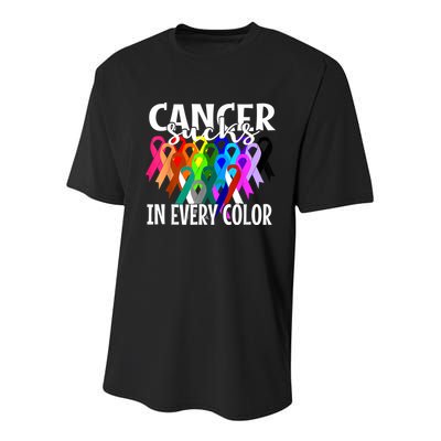 Cancer Sucks In Every Color Fighter Fight The Cancer Youth Performance Sprint T-Shirt