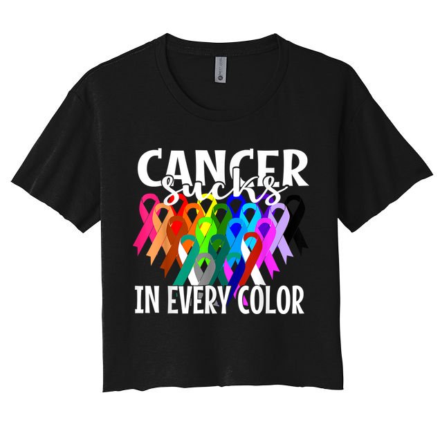 Cancer Sucks In Every Color Fighter Fight The Cancer Crop Top