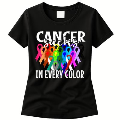Cancer Sucks In Every Color Fighter Fight The Cancer Womens T-Shirt
