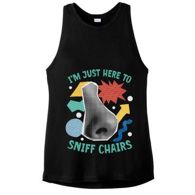 Chair Sniffer IM Just Here To Sniff Chairs Meme Humor Ladies PosiCharge Tri-Blend Wicking Tank