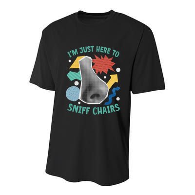 Chair Sniffer IM Just Here To Sniff Chairs Meme Humor Youth Performance Sprint T-Shirt