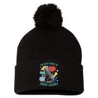 Chair Sniffer IM Just Here To Sniff Chairs Meme Humor Pom Pom 12in Knit Beanie