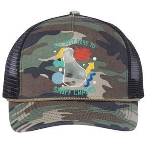 Chair Sniffer IM Just Here To Sniff Chairs Meme Humor Retro Rope Trucker Hat Cap