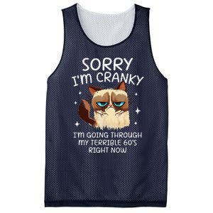 Cat Sorry IM Cranky IM Going Through My Terrible 60s Funny Mesh Reversible Basketball Jersey Tank