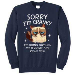 Cat Sorry IM Cranky IM Going Through My Terrible 60s Funny Tall Sweatshirt