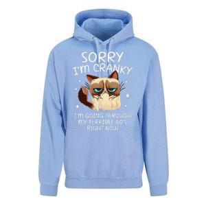 Cat Sorry IM Cranky IM Going Through My Terrible 60s Funny Unisex Surf Hoodie