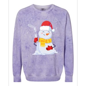 Christmas Snow Ice Hockey Player Funny Xmas Sports Cute Gift Colorblast Crewneck Sweatshirt