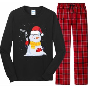 Christmas Snow Ice Hockey Player Funny Xmas Sports Cute Gift Long Sleeve Pajama Set