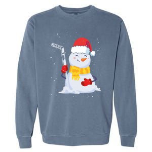 Christmas Snow Ice Hockey Player Funny Xmas Sports Cute Gift Garment-Dyed Sweatshirt