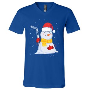 Christmas Snow Ice Hockey Player Funny Xmas Sports Cute Gift V-Neck T-Shirt