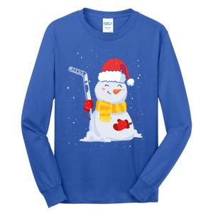 Christmas Snow Ice Hockey Player Funny Xmas Sports Cute Gift Tall Long Sleeve T-Shirt