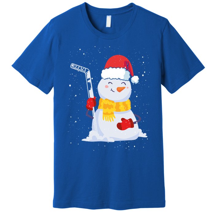 Christmas Snow Ice Hockey Player Funny Xmas Sports Cute Gift Premium T-Shirt