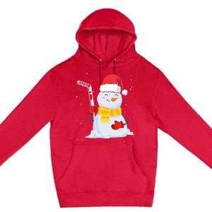 Christmas Snow Ice Hockey Player Funny Xmas Sports Cute Gift Premium Pullover Hoodie