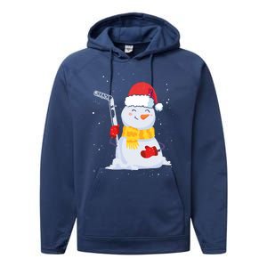 Christmas Snow Ice Hockey Player Funny Xmas Sports Cute Gift Performance Fleece Hoodie