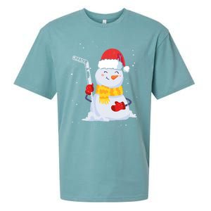 Christmas Snow Ice Hockey Player Funny Xmas Sports Cute Gift Sueded Cloud Jersey T-Shirt