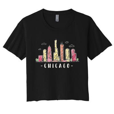 Chicago Skyline Illinois Vintage Women's Crop Top Tee