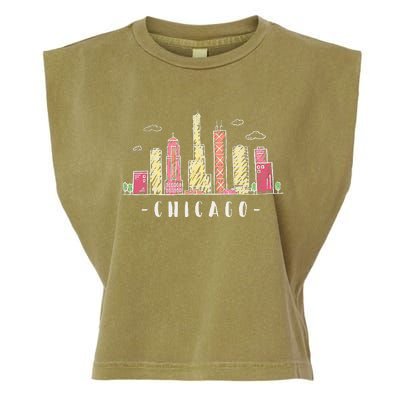 Chicago Skyline Illinois Vintage Garment-Dyed Women's Muscle Tee