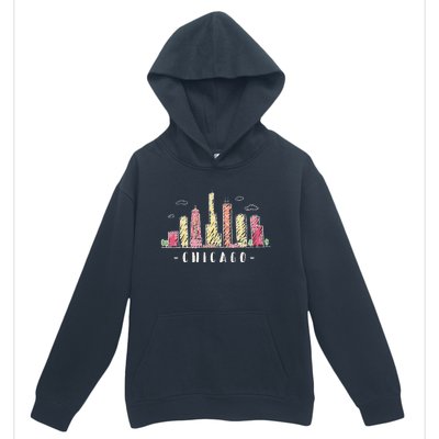 Chicago Skyline Illinois Vintage Urban Pullover Hoodie