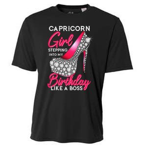 Capricorn  Stepping Into My Birthday Like A Boss Heel Cooling Performance Crew T-Shirt