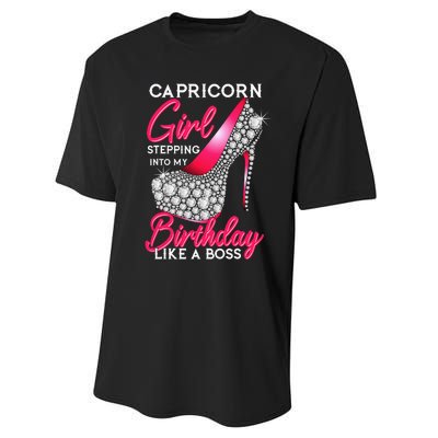 Capricorn  Stepping Into My Birthday Like A Boss Heel Performance Sprint T-Shirt