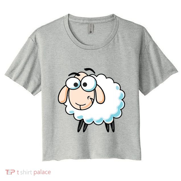 Cute Sheepp Illustration Adorable Sheepp Crop Top