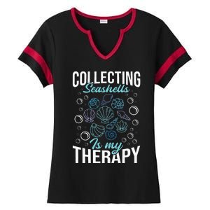 Collecting Seashells Is My Therapy Shelling Beachcomber Ladies Halftime Notch Neck Tee