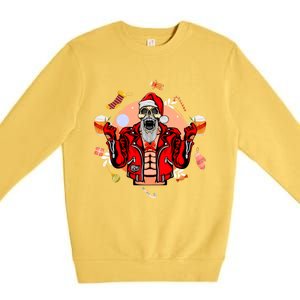 Christmas Skeleton Ing Beer Santa Claus Skeleton Cool Gift Premium Crewneck Sweatshirt