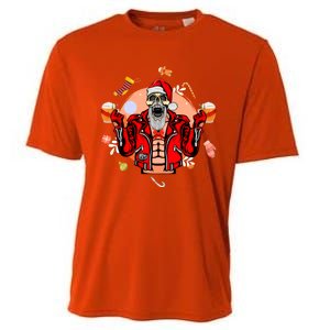 Christmas Skeleton Ing Beer Santa Claus Skeleton Cool Gift Cooling Performance Crew T-Shirt