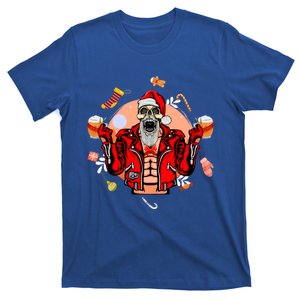 Christmas Skeleton Ing Beer Santa Claus Skeleton Cool Gift T-Shirt