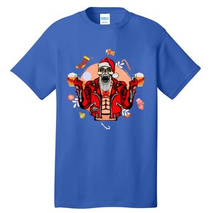 Christmas Skeleton Ing Beer Santa Claus Skeleton Cool Gift Tall T-Shirt