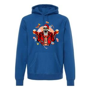 Christmas Skeleton Ing Beer Santa Claus Skeleton Cool Gift Premium Hoodie