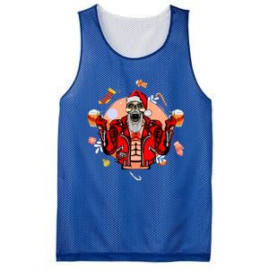 Christmas Skeleton Ing Beer Santa Claus Skeleton Cool Gift Mesh Reversible Basketball Jersey Tank