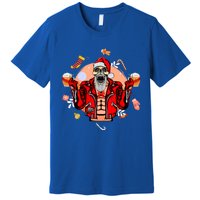 Christmas Skeleton Ing Beer Santa Claus Skeleton Cool Gift Premium T-Shirt