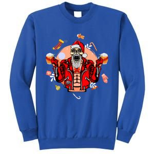 Christmas Skeleton Ing Beer Santa Claus Skeleton Cool Gift Tall Sweatshirt