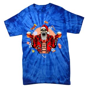 Christmas Skeleton Ing Beer Santa Claus Skeleton Cool Gift Tie-Dye T-Shirt