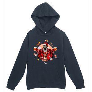 Christmas Skeleton Ing Beer Santa Claus Skeleton Cool Gift Urban Pullover Hoodie