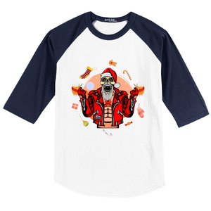 Christmas Skeleton Ing Beer Santa Claus Skeleton Cool Gift Baseball Sleeve Shirt