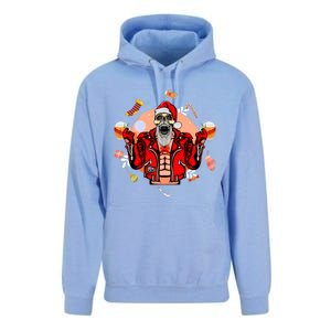 Christmas Skeleton Ing Beer Santa Claus Skeleton Cool Gift Unisex Surf Hoodie