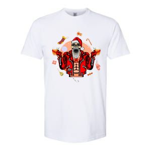 Christmas Skeleton Ing Beer Santa Claus Skeleton Cool Gift Softstyle CVC T-Shirt