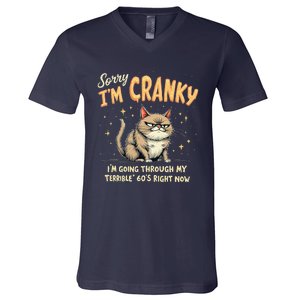 Cat Sorry IM Cranky IM Going Through My Terrible 60S Gift V-Neck T-Shirt