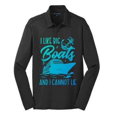 Cruise Ship I Like Bog Boats And I Cannot Lie Funny Great Gift Silk Touch Performance Long Sleeve Polo