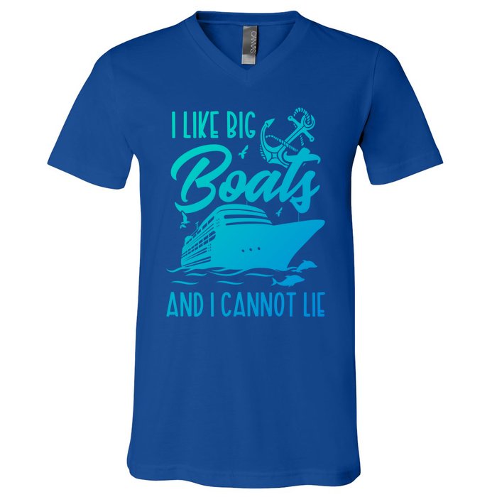 Cruise Ship I Like Bog Boats And I Cannot Lie Funny Great Gift V-Neck T-Shirt