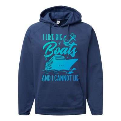 Cruise Ship I Like Bog Boats And I Cannot Lie Funny Great Gift Performance Fleece Hoodie