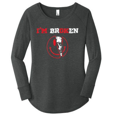 Confused Smile I'm Broken Invisible Illness I'm OK Broken Women's Perfect Tri Tunic Long Sleeve Shirt