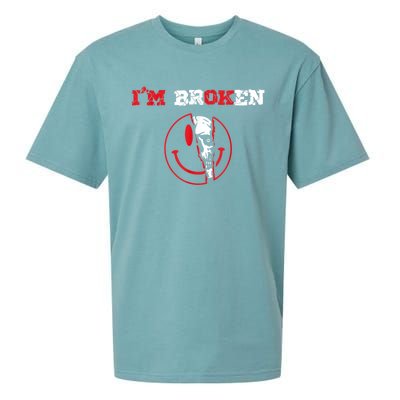 Confused Smile I'm Broken Invisible Illness I'm OK Broken Sueded Cloud Jersey T-Shirt